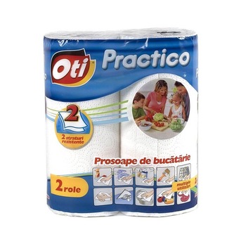 Set 2 Role Prosoape de Hartie pentru Bucatarie OTI in 2 Straturi, Culoare Alba Set 2 Role Prosoape de Hartie pentru Bucatarie OTI in 2 Straturi, Culoare Alba