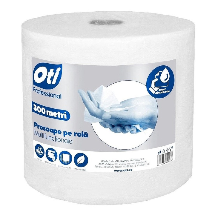 OTI Professional papírtörlő, 2 rétegű, 21x25 cm, 1429 lap/tekercs, tekercs hossza 300 m, fehér