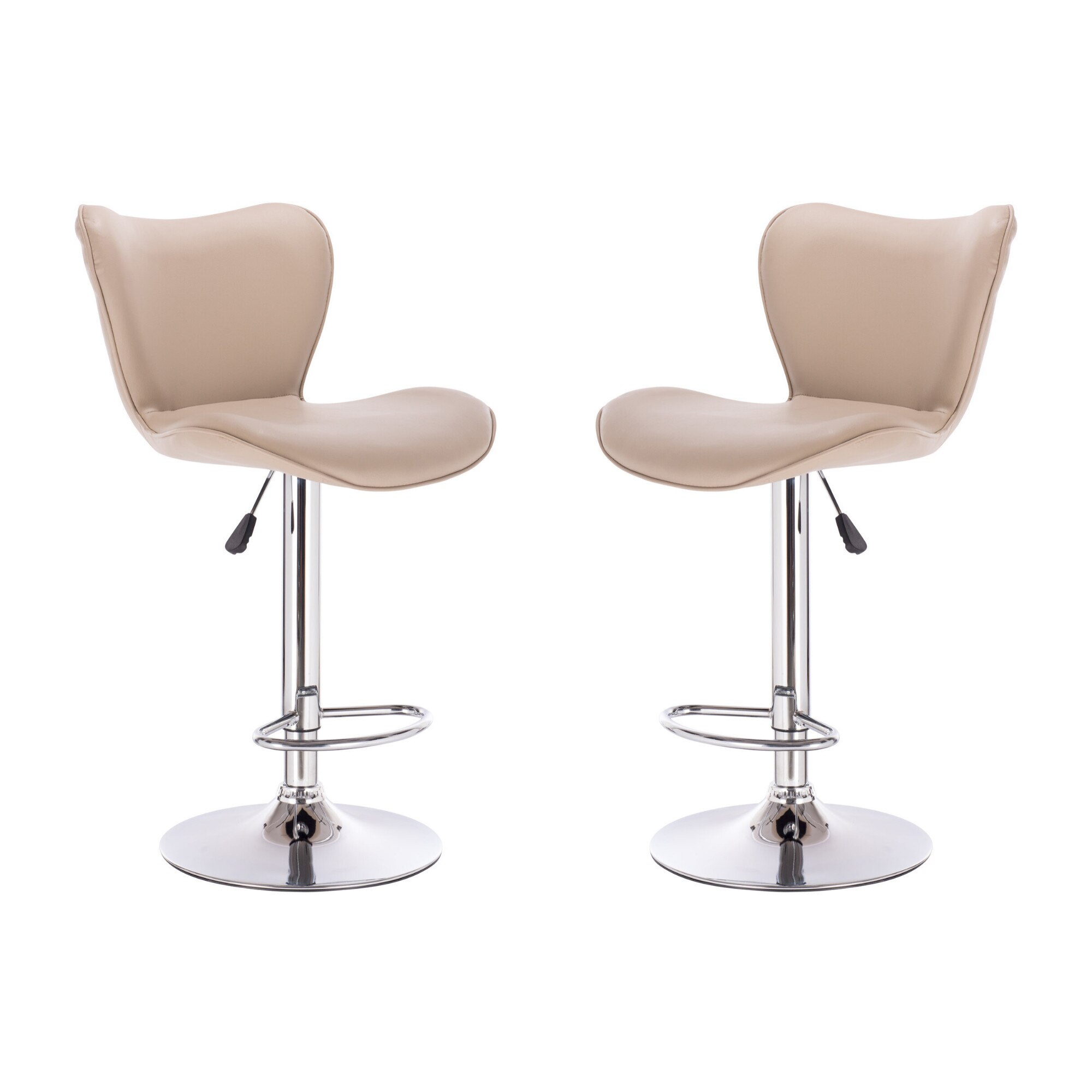 Set 2 scaune de bar BAVARIA, Piele ecologica, Crem