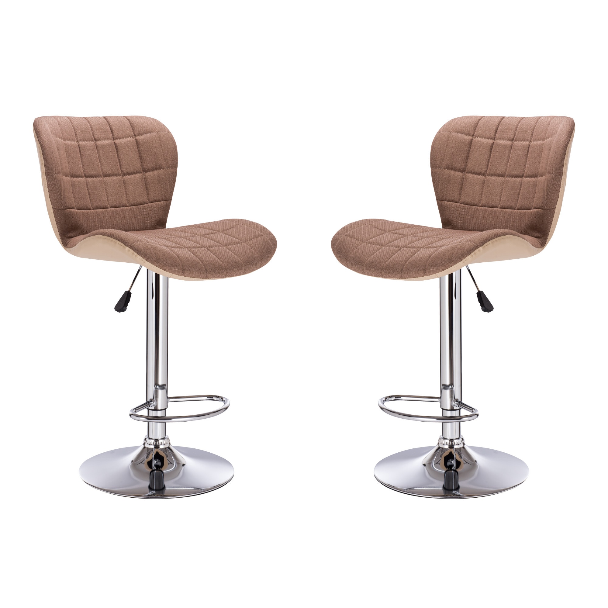 Set 2 scaune de bar LOLA, Textil/Piele ecologica, Brun/Ivory