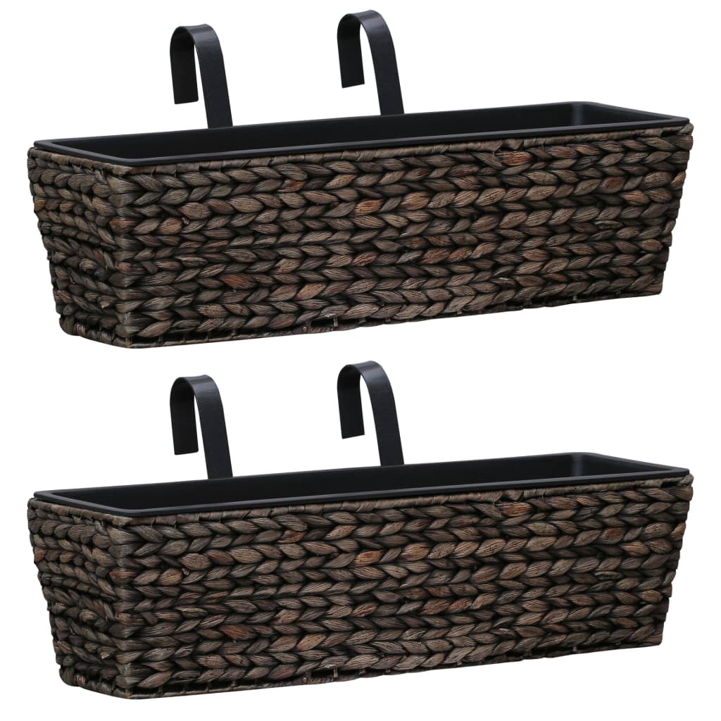 Set 2 jardiniere de gradina, vidaXL, Zambila de apa, 60 x 20 x 18 cm, Maro inchis