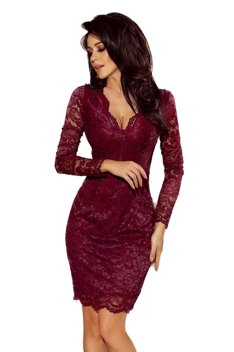 Дамска дантелена рокля, Numoco, Gwiodan, Бордо, S