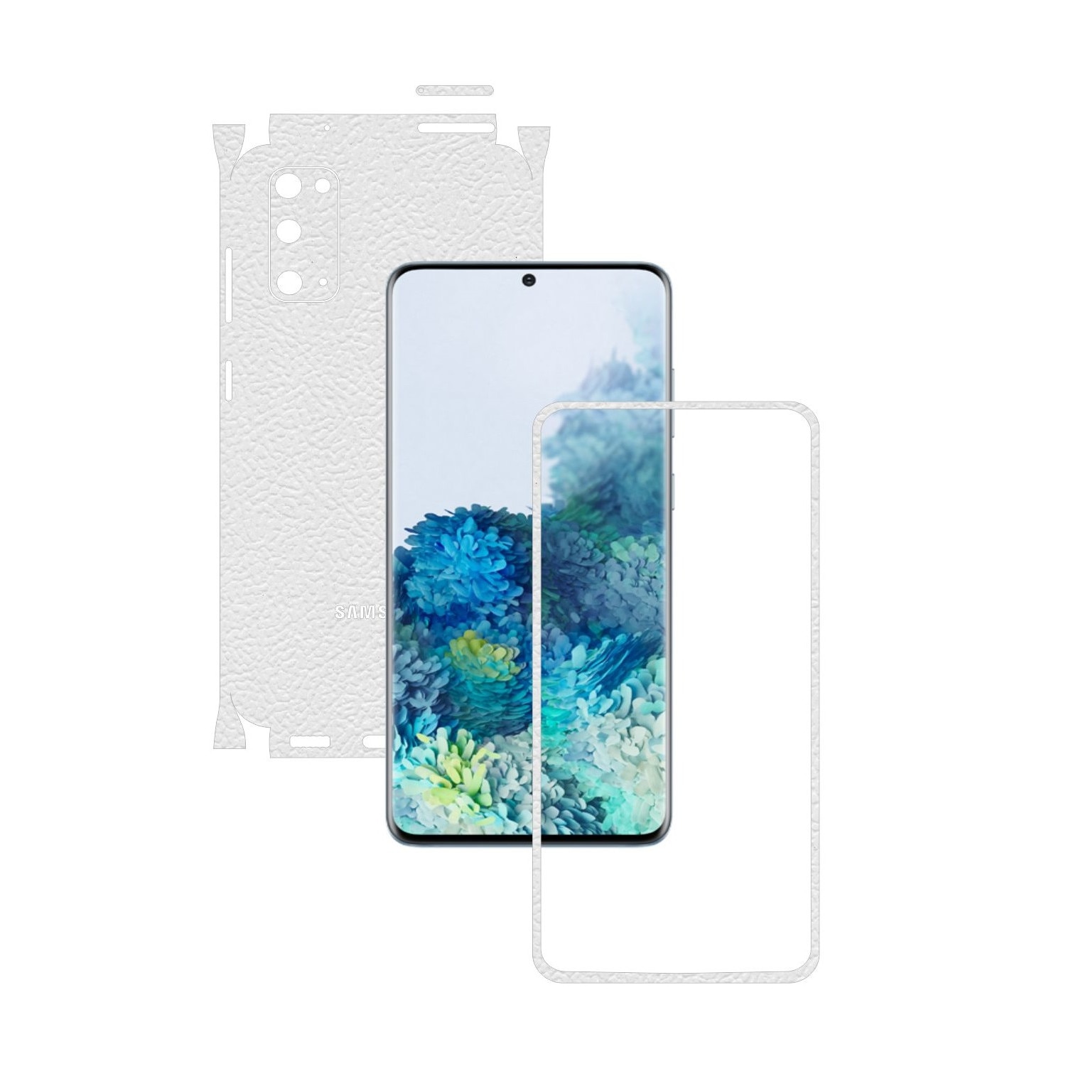 Folie Protectie Carbon Skinz pentru Samsung Galaxy S20, 5G - Piele Alba 360 Cut, Skin Adeziv Full Body Cover pentru Rama Ecran, Carcasa Spate si Laterale