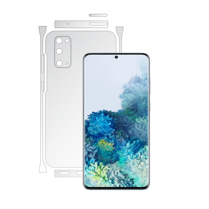 Folie Protectie Spate Invisible Skinz UHD AutoRegeneranta pentru Samsung Galaxy S20, 5G - Folie Siliconica Ultra-Clear cu taiere Split Cut pentru Carcasa Spate si Laterale, Skin Adeziv Transparent