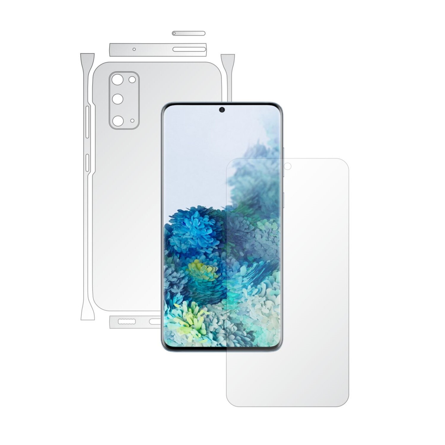 Folie Full Body Invisible Skinz HD pentru Samsung Galaxy S20, 5G - Folie Protectie Siliconica Ultra-Clear cu taiere Split Cut pentru Ecran, Carcasa Spate si Laterale, Skin Adeziv Transparent