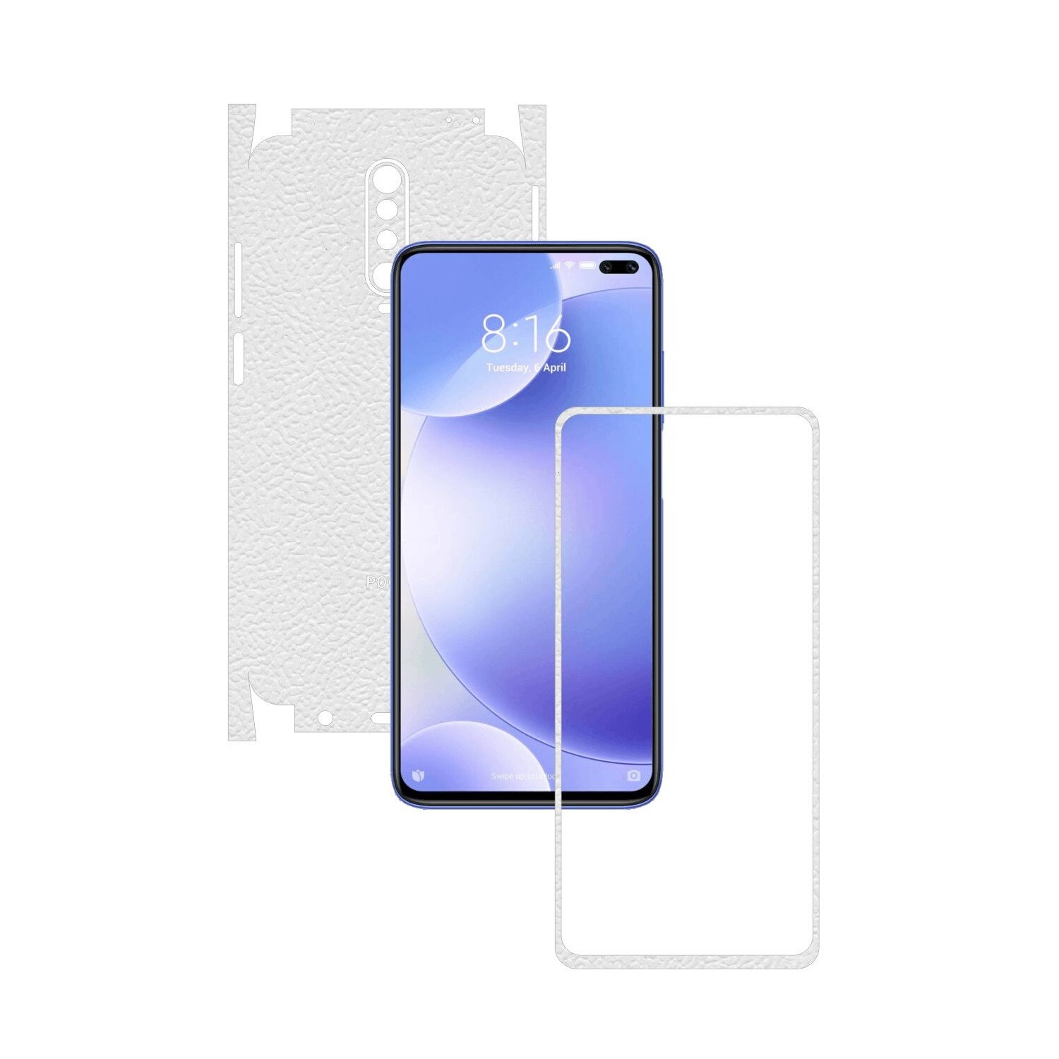Folie Protectie Carbon Skinz pentru Xiaomi Poco X2 - Piele Alba 360 Cut, Skin Adeziv Full Body Cover pentru Rama Ecran, Carcasa Spate si Laterale