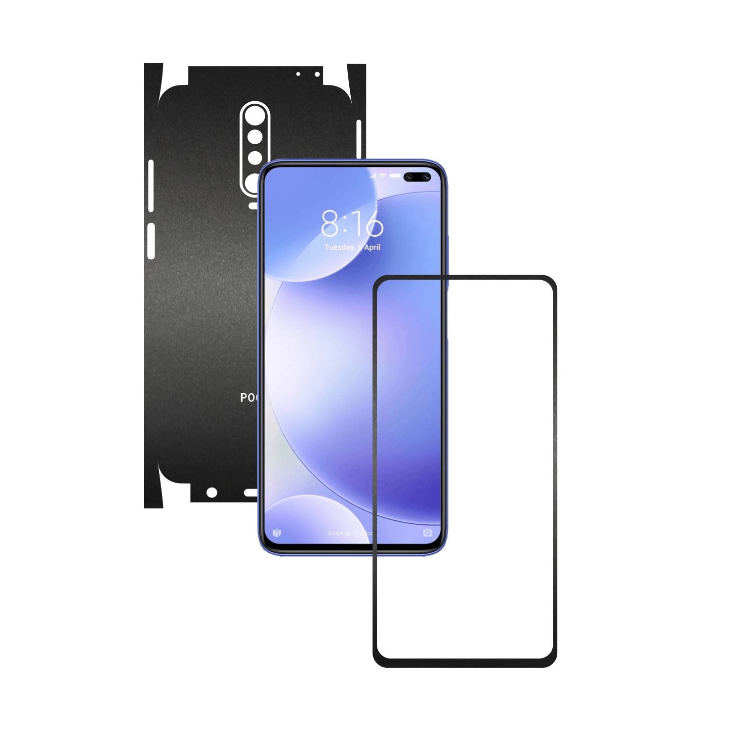 Folie Protectie Carbon Skinz pentru Xiaomi Poco X2 - Negru Mat 360 Cut, Skin Adeziv Full Body Cover pentru Rama Ecran, Carcasa Spate si Laterale