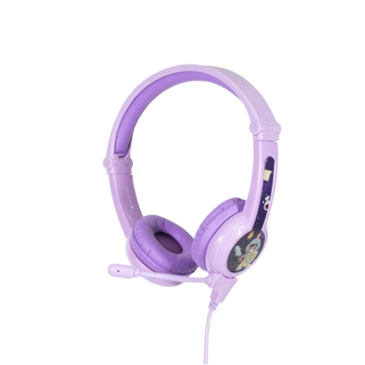 BuddyPhones Galaxy gyermek audio fejhallgató, játékhoz, lila, hangerőkorlátozással