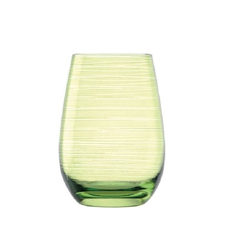 Set 6 pahare, oblic fara picior, culoare Verde, 465 ml, Stolzle Twister