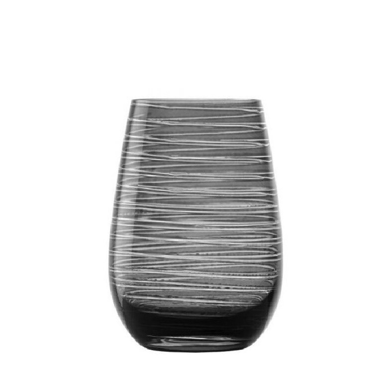 Set 6 pahare, oblic fara picior, culoare Gri fumuriu, 465 ml, Stolzle Twister