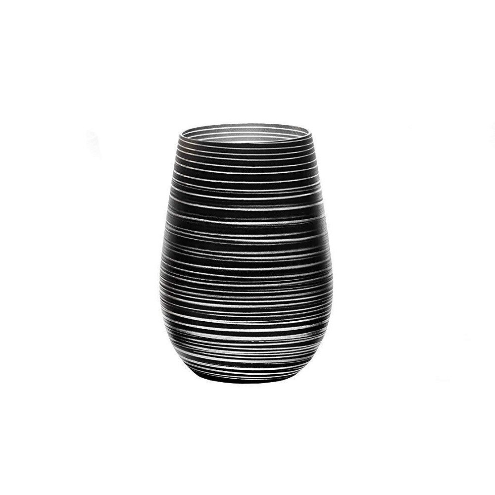 Set 6 pahare, oblic fara picior, bicolor Negru-Argintiu, 465 ml, Stolzle, Twister