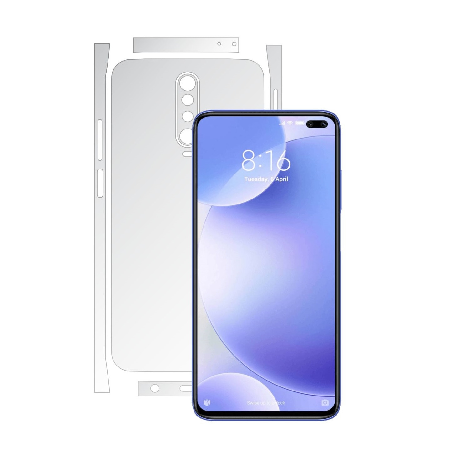 Folie Protectie Spate Invisible Skinz UHD AutoRegeneranta pentru Xiaomi Poco X2 - Folie Siliconica Ultra-Clear cu taiere Split Cut pentru Carcasa Spate si Laterale, Skin Adeziv Transparent