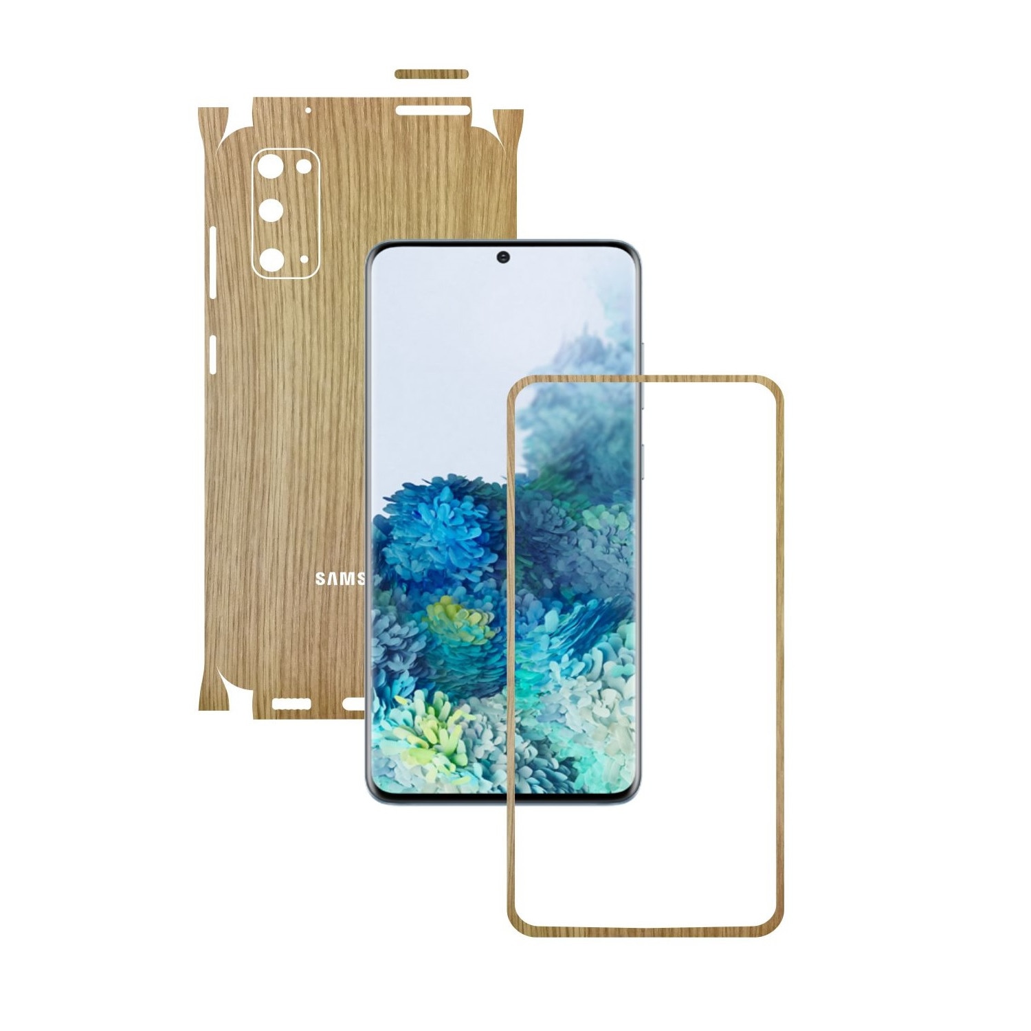 Folie Protectie Carbon Skinz pentru Samsung Galaxy S20, 5G - Lemn Stejar 360 Cut, Skin Adeziv Full Body Cover pentru Rama Ecran, Carcasa Spate si Laterale