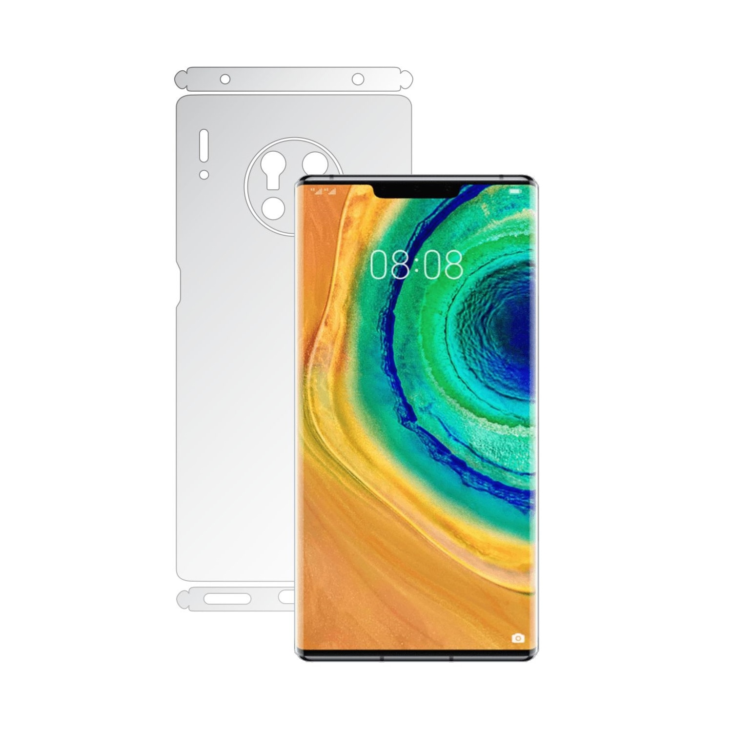 Folie Protectie Spate Invisible Skinz UHD AutoRegeneranta pentru Huawei Mate 30 Pro - Folie Siliconica Ultra-Clear cu taiere Split Cut pentru Carcasa Spate si Laterale, Skin Adeziv Transparent