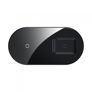 Incarcator Wireless Qi, Baseus Simple 2in1 Pro, Smartphones si AirPods Pro 15W, Negru Incarcator Wireless Qi, Baseus Simple 2in1 Pro, Smartphones si AirPods Pro 15W, Negru