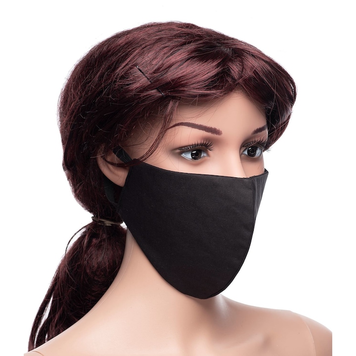 Предпазна маска за лице Medico трислойна за многократна употреба, черна