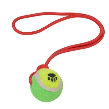Jucarie pentru caini Felis, Model minge de tenis, Cu franghie, Poliester, 40 cm, Multicolor Jucarie pentru caini Felis, Model minge de tenis, Cu franghie, Poliester, 40 cm, Multicolor