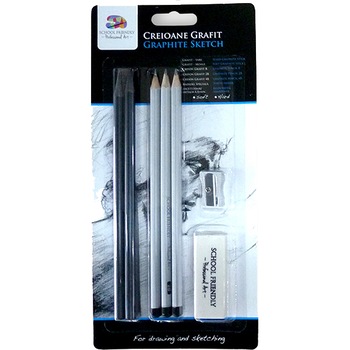 Blister 5 creioane grafit School Friendly dur.dif, 1 radiera, 1 ascutitoare Blister 5 creioane grafit School Friendly dur.dif, 1 radiera, 1 ascutitoare