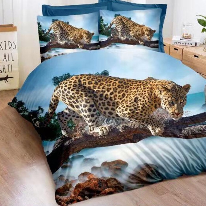 Set Lenjerie 3D Bumbac Satinat, 4 Piese, Pat 2 Persoane, DP-16