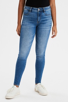 American Eagle, Blugi cu aspect decolorat, albastru inchis/alb American Eagle, Blugi cu aspect decolorat, albastru inchis/alb