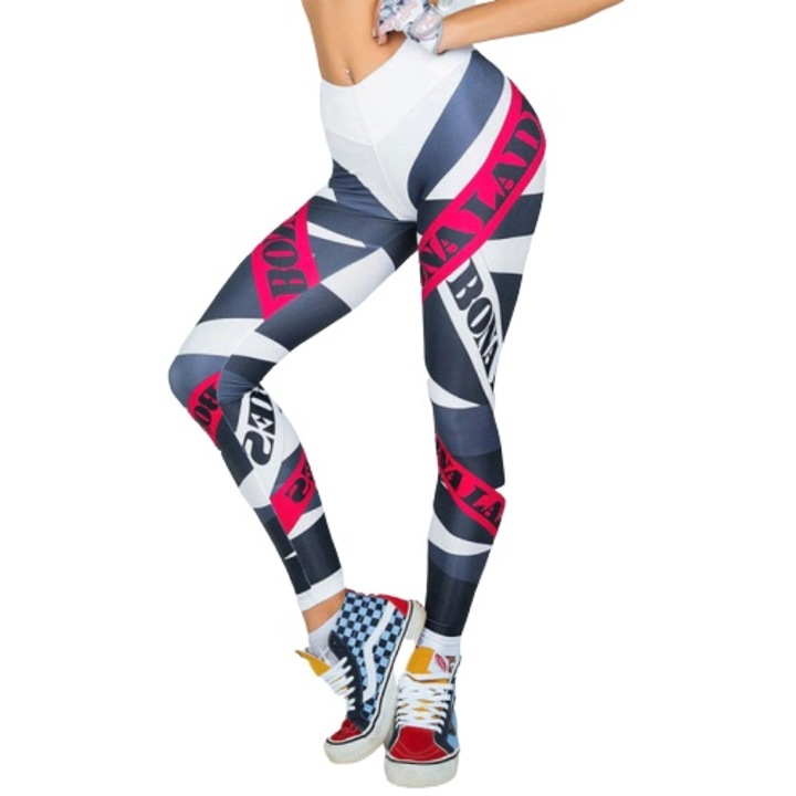 LEGGINGS LADIES, Alb/Gri
