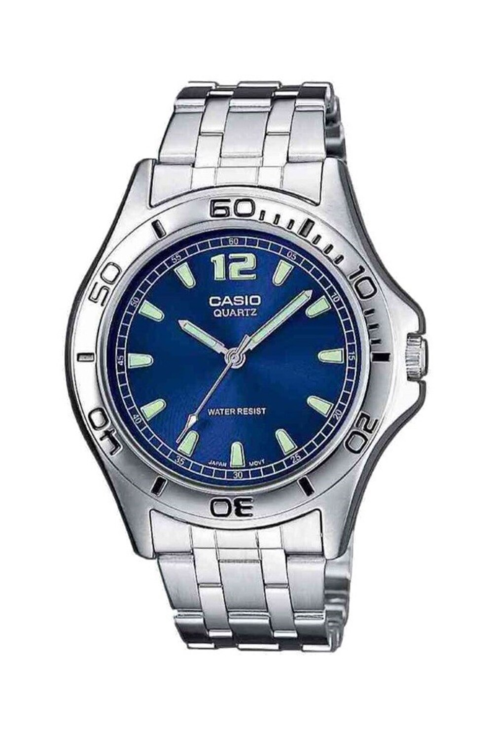 Casio, Ceas din otel inoxidabil, Argintiu/Albastru