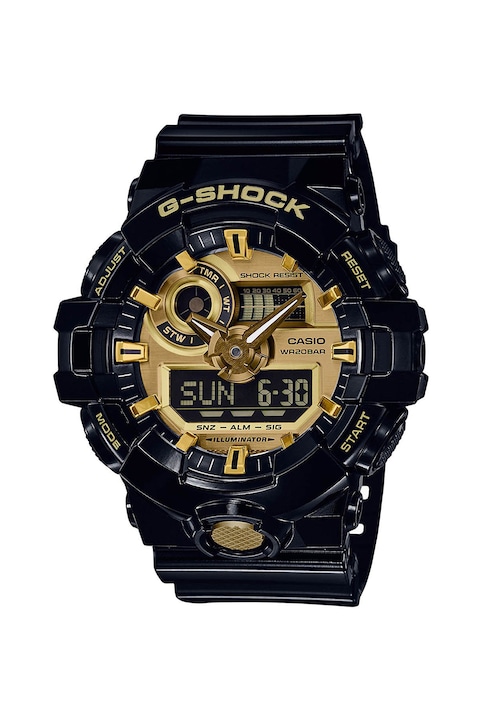 Casio, Часовник G-Shock с хронометър, Черен / Златист