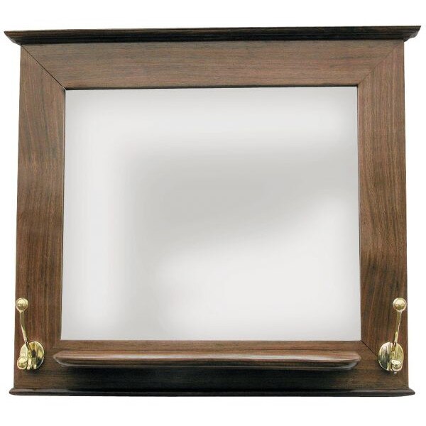 Oglinda Sea Club, rama din lemn, polita si 2 agatatori duble,46x40x12cm