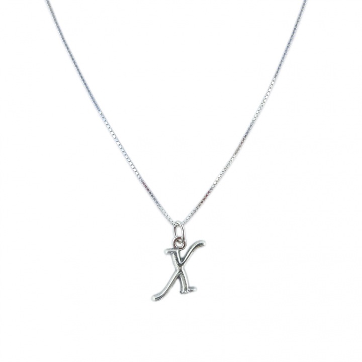 Lantisor din argint cu pandantiv LITERA X din argint, Argintiu