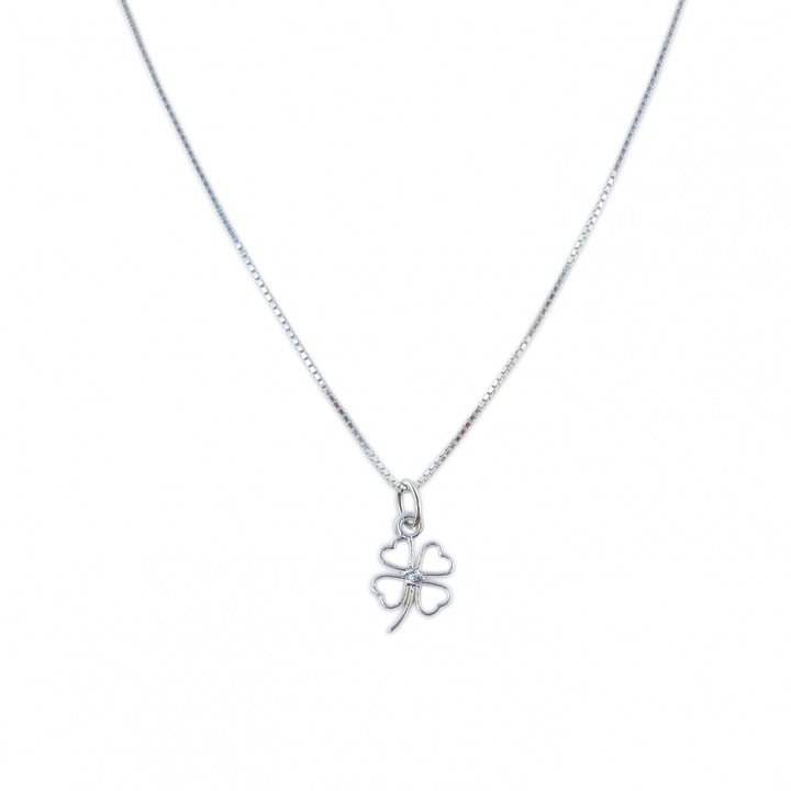 Lantisor din argint cu pandantiv TRIFOI GOL din argint, Argintiu