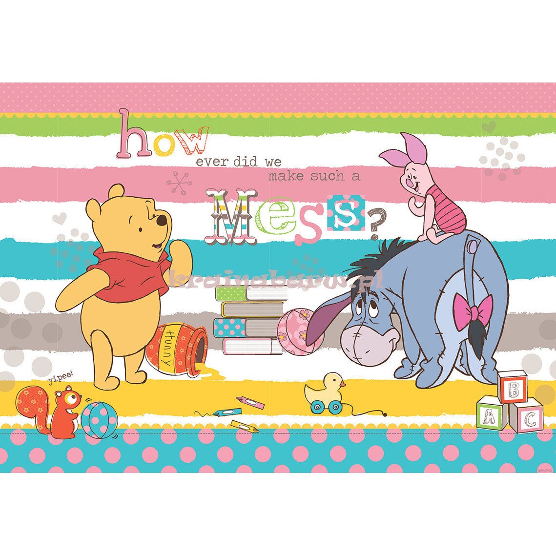 Fototapet cu Winnie, hartie, semilavabil, pe suport de hartie, cu adeziv inclus 254 cm x 184 cm 809P4