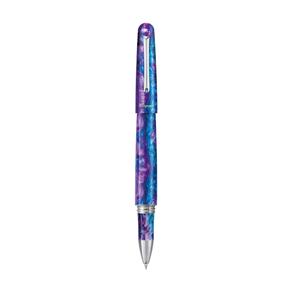 Roller Montegrappa, Elmo 01, Fantasy Blooms , Blue Cross Gentian, cu minuterii din paladium