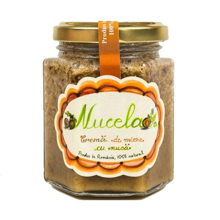 Crema de Miere cu Nuca Nucela 210 g – Prisaca Transilvania – Deliciu Natural, Crema Tartinabila 100% Romaneasca