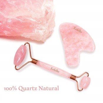 Rola Rose Quartz By Erfello cu Gua Sha, ERFELLO pentru masaj facial si corporal ,Anti rid - Rose Quartz, Jade Roller Rola Rose Quartz By Erfello cu Gua Sha, ERFELLO pentru masaj facial si corporal ,Anti rid - Rose Quartz, Jade Roller