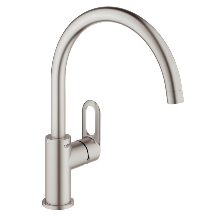 Смесител за кухня Grohe Loop, едноръкохватков, 28 мм керамичен патрон, хромирано покритие