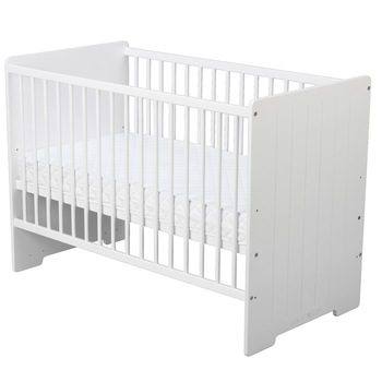 Patut din lemn BabyNeeds, Skandy Stripe, 120x60 cm, Alb + Saltea 8 cm Patut din lemn BabyNeeds, Skandy Stripe, 120x60 cm, Alb + Saltea 8 cm