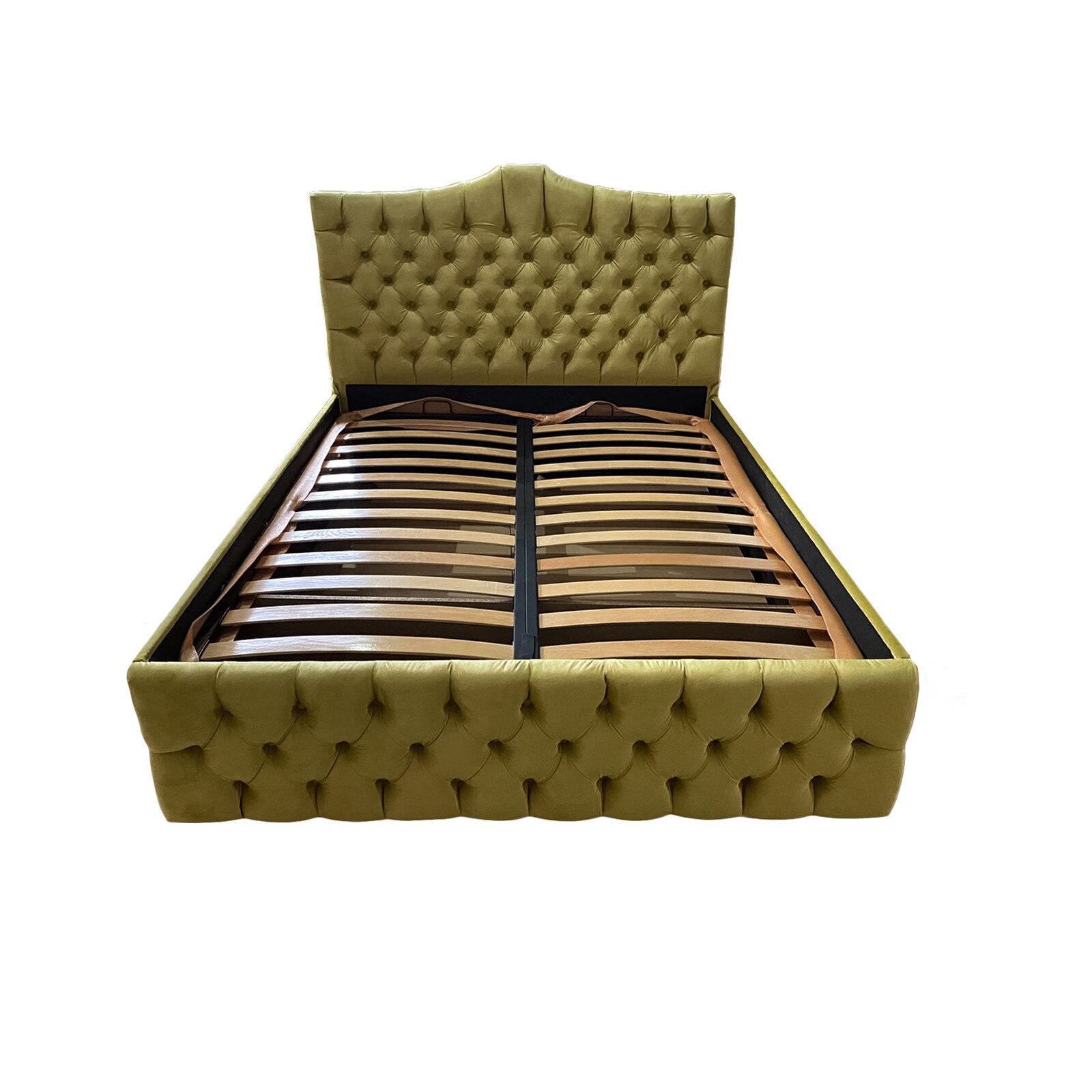 Pat dublu cu somiera, Beds Place, Tudor, Galben, 140x200 cm