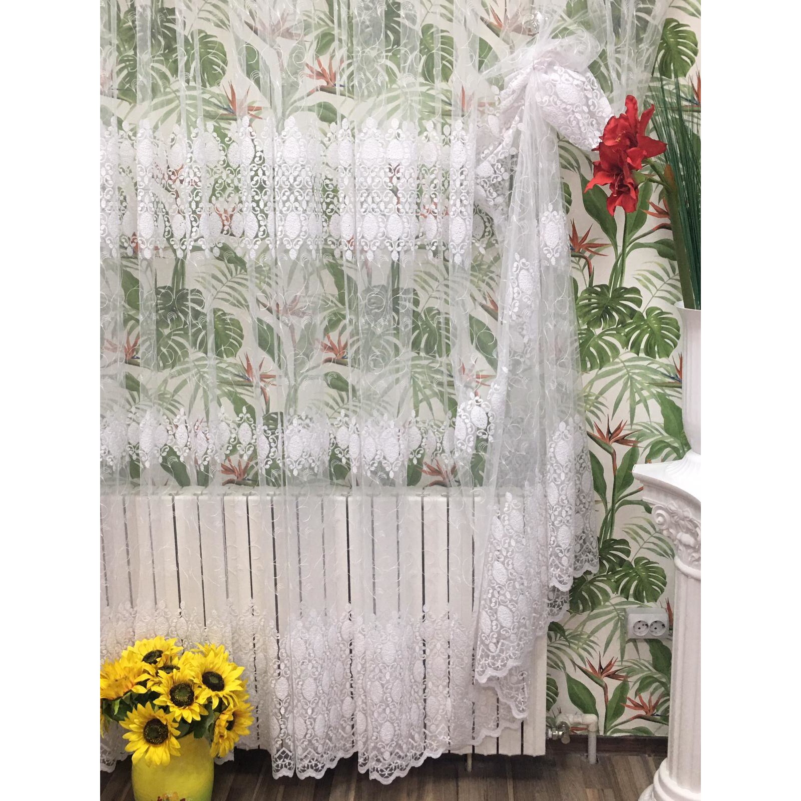 Perdea alba 8 metri brodata, cu rejansa by Liz Line - RD1348