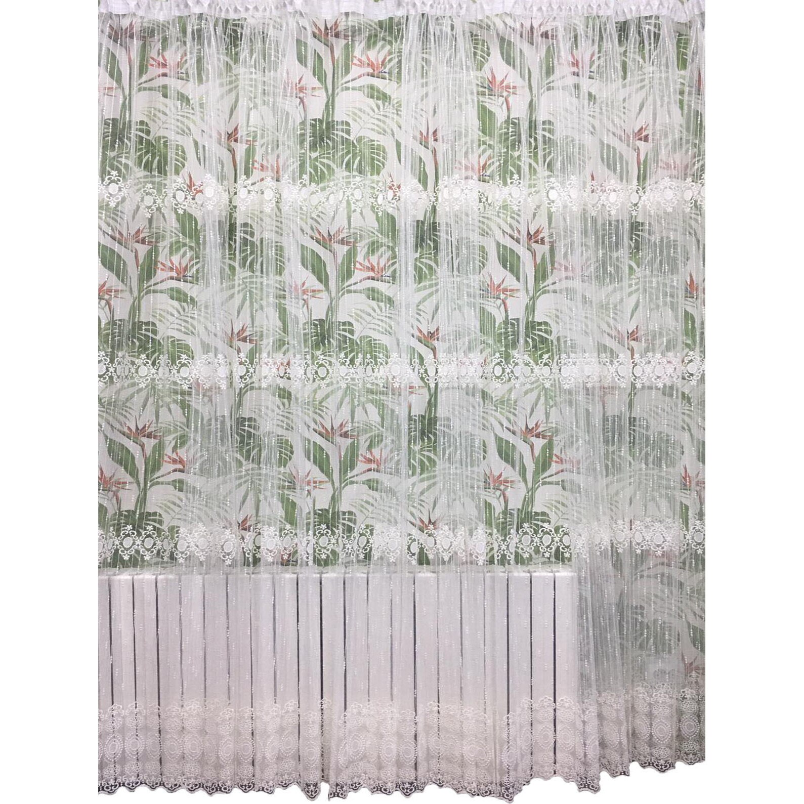 Perdea 300x245cm alba cu broderie alba, cu rejansa by Liz Line - RD1313