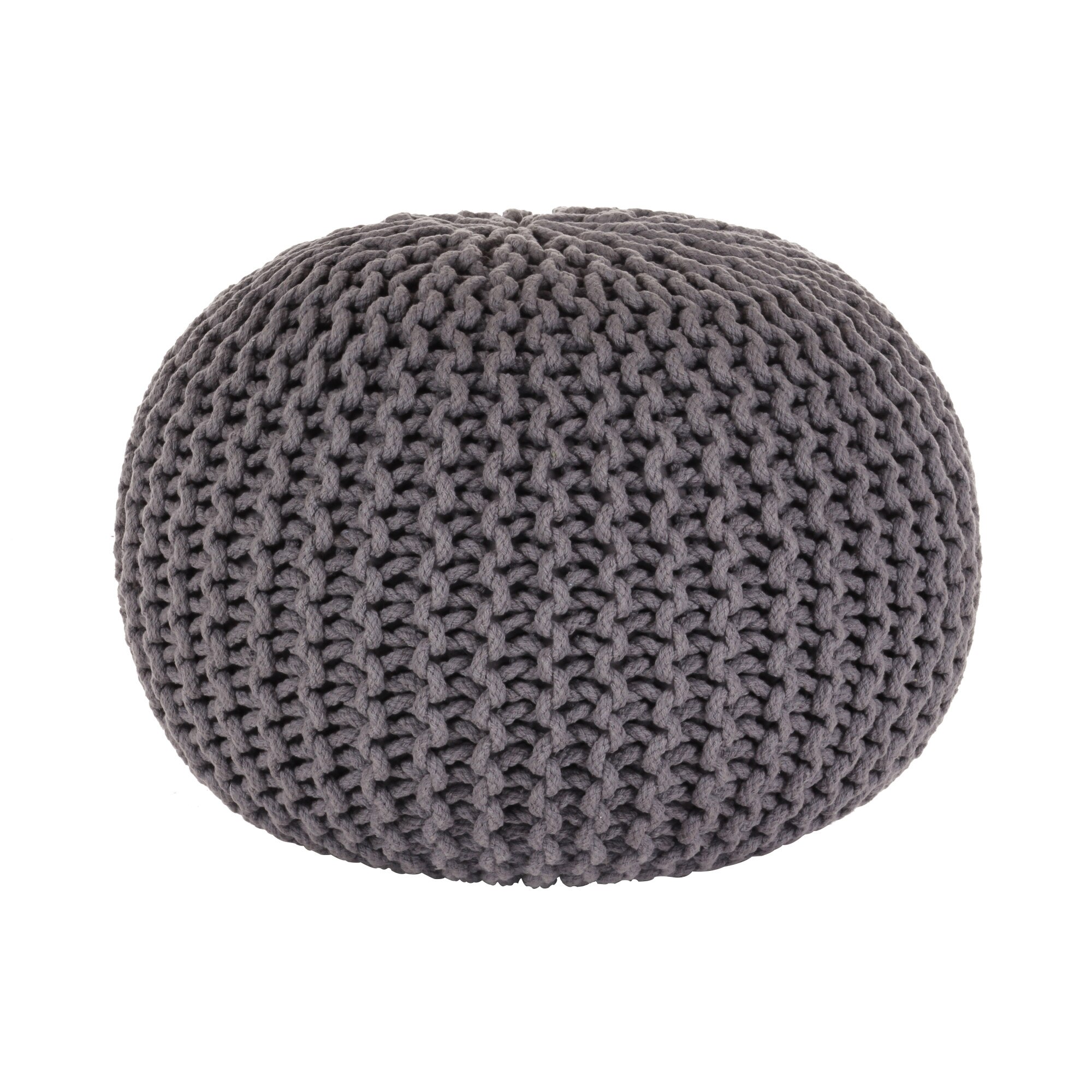 Puf tricotat manual vidaXL, Bumbac, Gri
