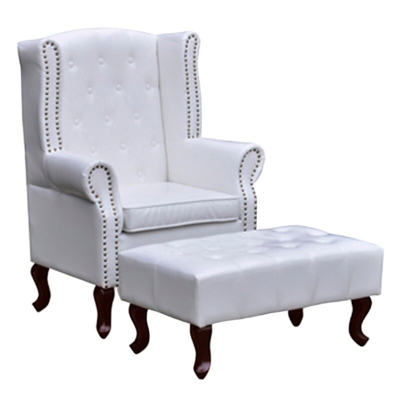 Set fotoliu cu taburet, vidaXL, Alb, 66 x 78 x 111 cm