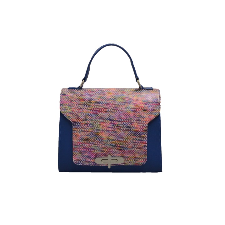 Női táska, Zea, természetes bőr, kék (18123)