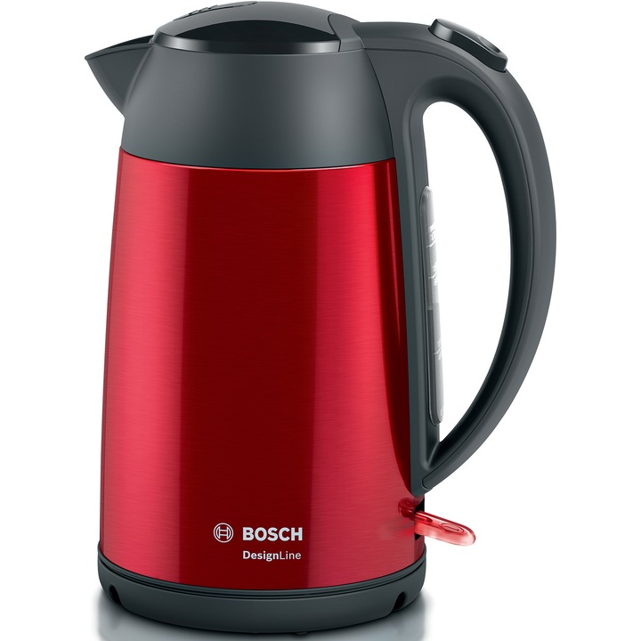 Fierbator apa Bosch DesignLine TWK4P434, 1.7l, 2400W, Rosu/ gri