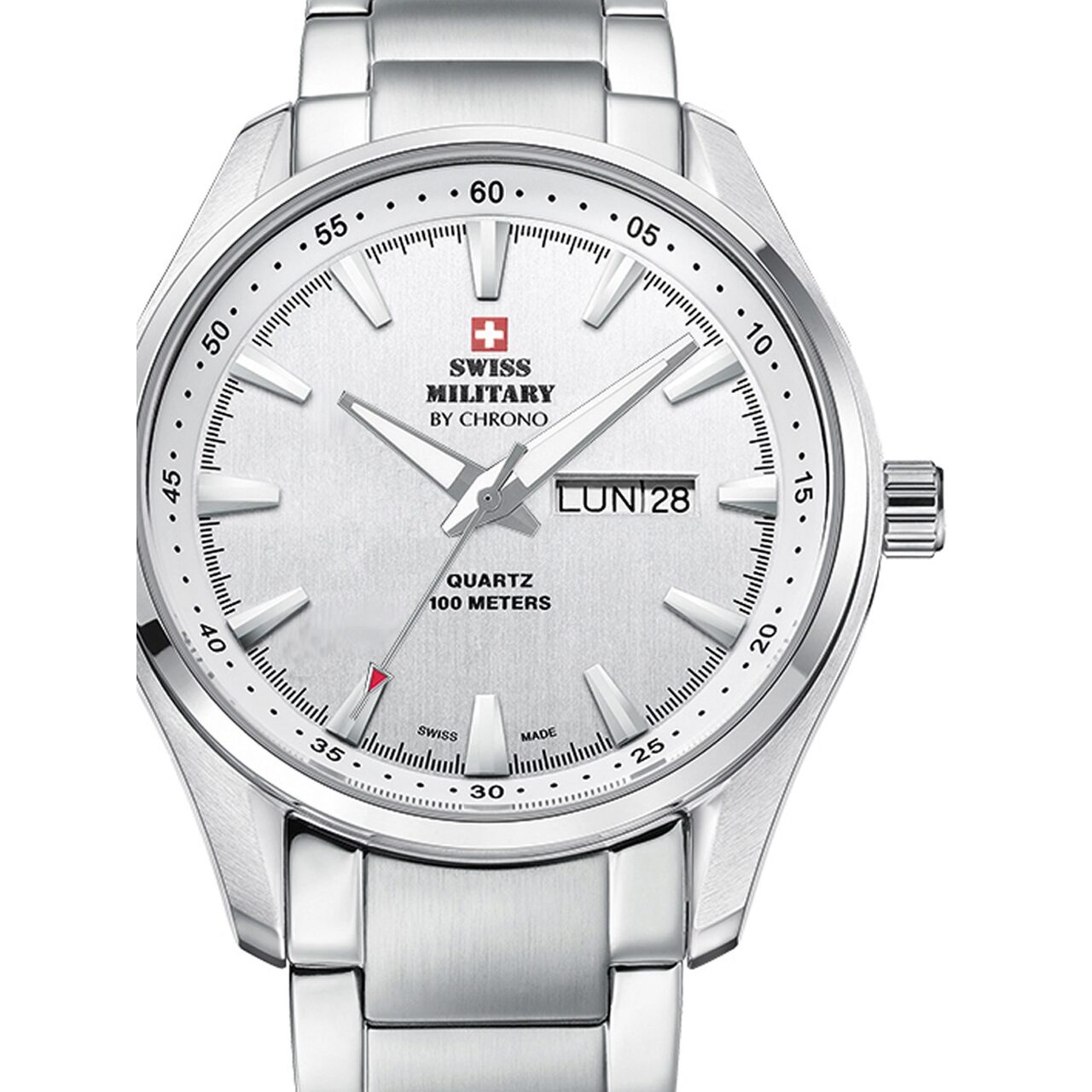 Ceas barbatesc Swiss Military SM34027.02, 44mm, 10ATM, Argintiu