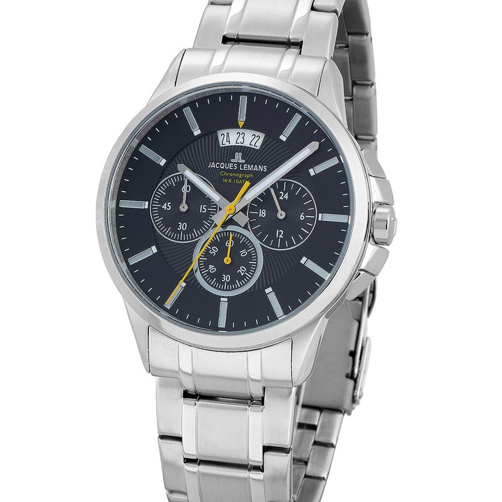 Ceas barbatesc Jacques Lemans 1-1542D Sydney, 42mm, 10ATM, Argintiu