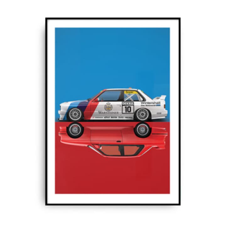 Постер с черна рамка, BMW M3 E30 Mirror, 30 х 40 / 50 x 70 см