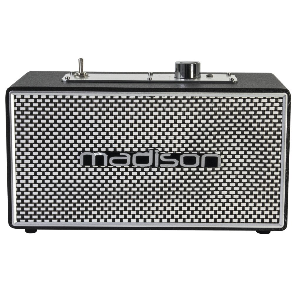 Boxa Vintage Portabila Madison, Acumulator Reincarcabil, Conectivitate Bluetooth 4.1, Raspuns in Frecventa 80Hz - 18kHz, Sensibilitate 65 dB, Design Retro, Argintiu