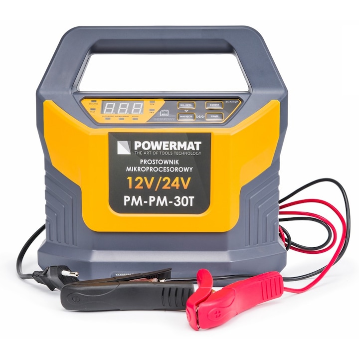 Powermat PM-PM-30T akkumulátor egyenirányító, 12/24V, 30A, 8 töltési fokozat