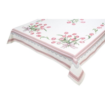 Fata de masa cu tesatura tip goblen, Casa de bumbac, 180x140 cm, lalele Fata de masa cu tesatura tip goblen, Casa de bumbac, 180x140 cm, lalele