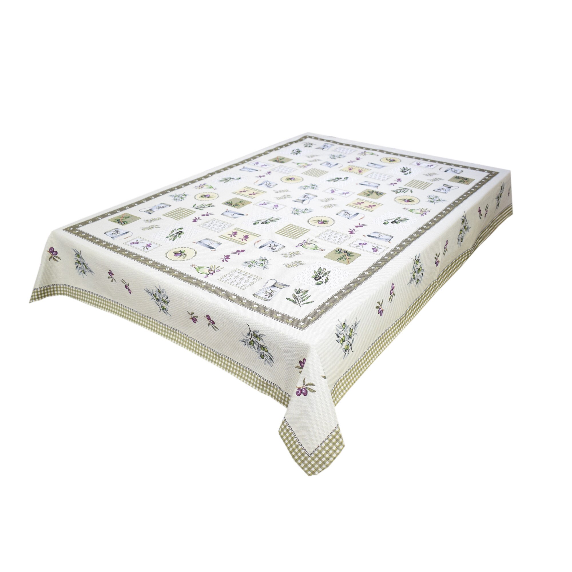 Traversa tesatura tip goblen, Casa de bumbac, 100x100 cm, masline